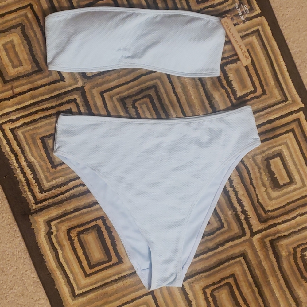 NWT Cabana Del Sol Blue High Waisted Bikini L